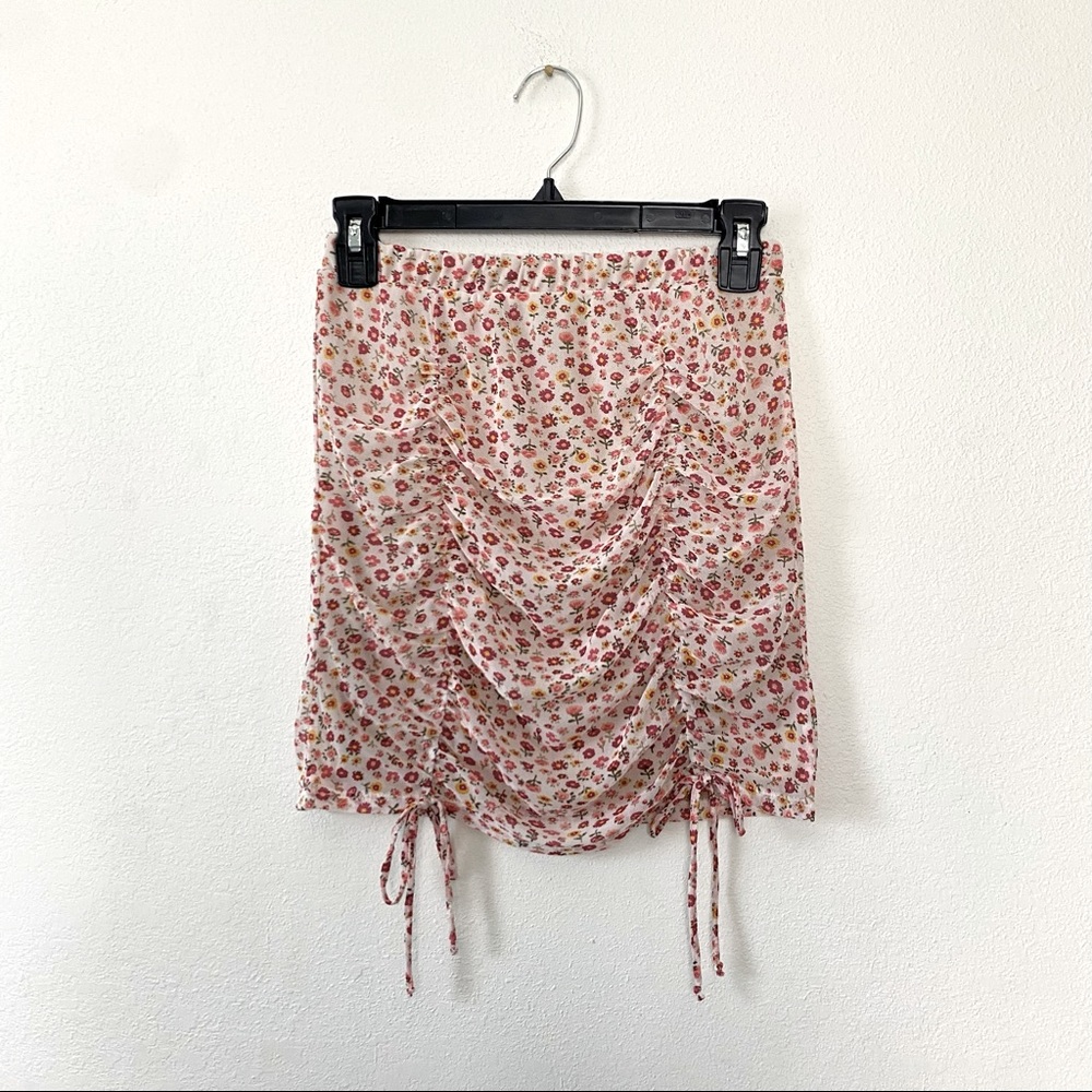 Pink Flower print skirt